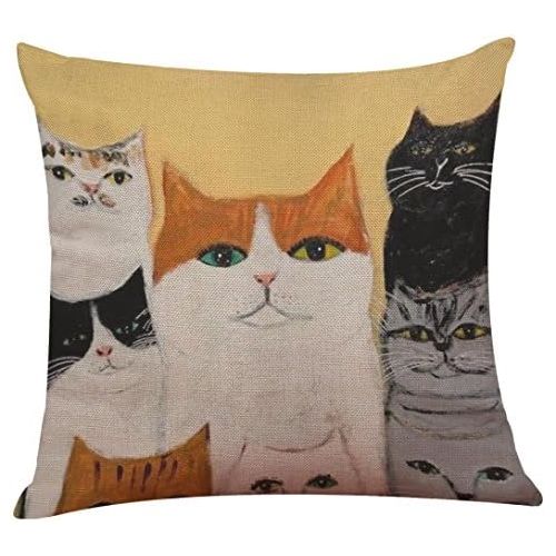  Marke: LuckyGirls LuckyGirls Kissenbezug 43 x 43 cm Nette Katze Kissenhuelle Taille Kissen Abdeckung Kopfkissenbezug Schlafsofa Home Decor (D)