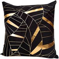 Marke: LuckyGirls LuckyGirls Kissenbezug 45 x 45 cm Gold folie Drucken Super weich kissenhuelle Sofa Taille Wurf Kopfkissenbezug Pillow Cover (Schwarz 1)