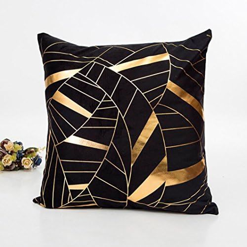  Marke: LuckyGirls LuckyGirls Kissenbezug 45 x 45 cm Gold folie Drucken Super weich kissenhuelle Sofa Taille Wurf Kopfkissenbezug Pillow Cover (Schwarz 1)