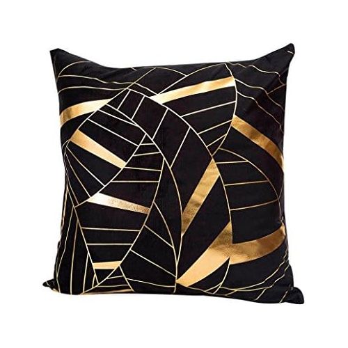  Marke: LuckyGirls LuckyGirls Kissenbezug 45 x 45 cm Gold folie Drucken Super weich kissenhuelle Sofa Taille Wurf Kopfkissenbezug Pillow Cover (Schwarz 1)