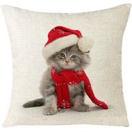 LuckyGirls Kissenbezug 45 x 45 cm Weihnachten Katze Sofa Dekoration Festival Kissenbezuege (A)