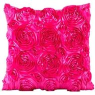 Kissenbezug Rose bestickt Kopfkissen Sofa Lendenkissen Wurf Wohnkultur 43cm x 43cm / 16.9 x 16.9inch LuckyGirls (Pink)