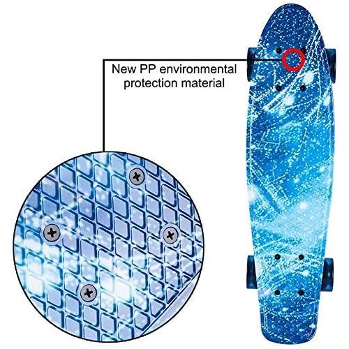  Marke: Newdora Newdora 22 kompletter Skateboard Cruiser mit Buntem LED-Lichtrad fuer Kinder, Jungs, Madchen