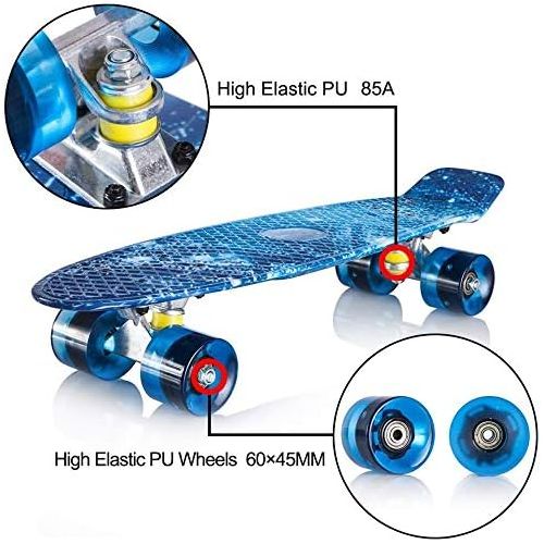  Marke: Newdora Newdora 22 kompletter Skateboard Cruiser mit Buntem LED-Lichtrad fuer Kinder, Jungs, Madchen