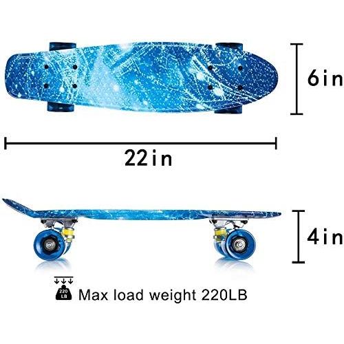  Marke: Newdora Newdora 22 kompletter Skateboard Cruiser mit Buntem LED-Lichtrad fuer Kinder, Jungs, Madchen