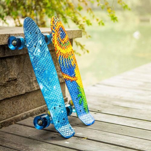  Marke: Newdora Newdora 22 kompletter Skateboard Cruiser mit Buntem LED-Lichtrad fuer Kinder, Jungs, Madchen