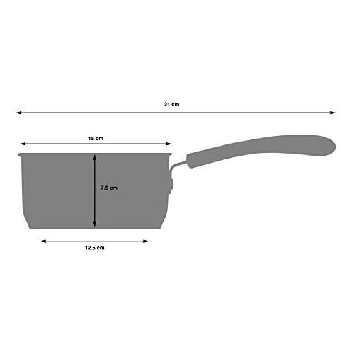  ProCook Gourmet Steel Milchtopf - mit Antihaftbeschichtung - Induktion - Edelstahl - Stay-Cool Silikongriff - Induktionskochtopf - 14 cm - 1 l