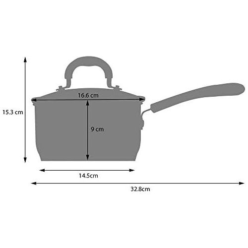  ProCook Gourmet Steel Stielkasserollen Set - mit Deckel - Induktion - Topfset - Edelstahl - mit Abgiessdeckel aus Glas und Schuettrand - Stay-Cool-Griffe - Kochgeschirr - 2-teilig