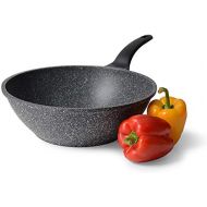 ProCook Granite Stone Wok - 30 cm - Wokpfanne - mit Stein verstarkte Antihaftbeschichtung - Granitoptik - Induktion - Pfanne -