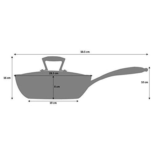  ProCook Elite Tri-Ply - Wok - mit Deckel - Edelstahl Wok - Induktion - mit - CoolTouch Griff - Wokpfanne - unbeschichtet - 28 cm