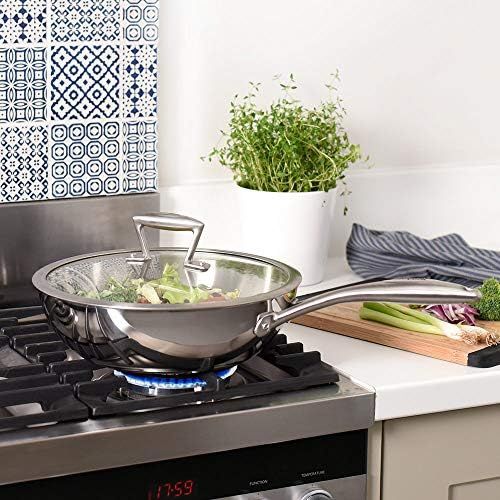  ProCook Elite Tri-Ply - Wok - mit Deckel - Edelstahl Wok - Induktion - mit - CoolTouch Griff - Wokpfanne - unbeschichtet - 28 cm