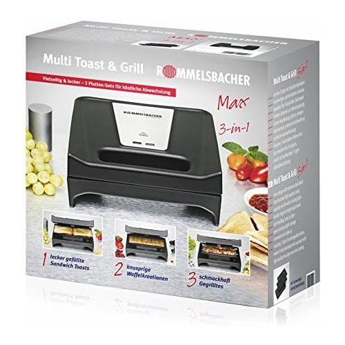  Marke: Rommelsbacher ROMMELSBACHER SWG 700 3-in-1 Multi Toast & Grill Max (Sandwich-Maker, belgisches Waffeleisen, Kontaktgrill, 3 wechselbare Alu-Druckguss-Platten, 2-Lagen Antihaftbeschichtung) schwa