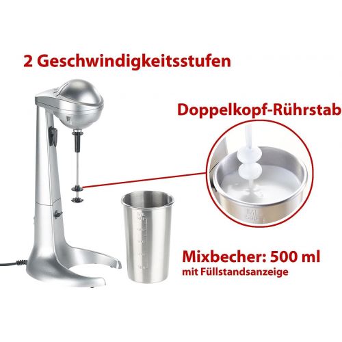  Rosenstein & Soehne Milchshaker: Elektrischer Drink-Mixer mit Edelstahl-Becher, 65 Watt (Barmixer)
