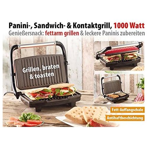  Rosenstein & Soehne Panini-, Sandwich- & Kontaktgrill CG-2510, 1.000 W