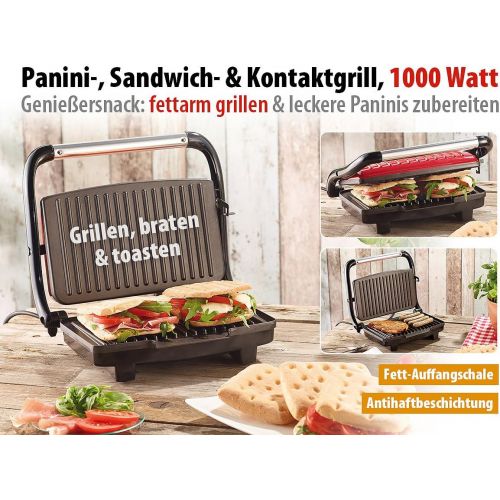  Rosenstein & Soehne Panini-, Sandwich- & Kontaktgrill CG-2510, 1.000 W