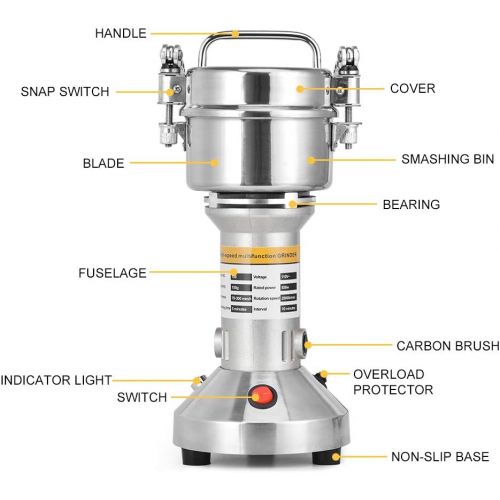  TOPQSC Tragbar Elektrische Getreidemuehle Muesli Getreide Grinder 220V Schnelle Geschwindigkeit Grinder Powder Maschine 28000RPM 3 Klingen Timing Schleif Maschine Kuechenmaschine Fuer