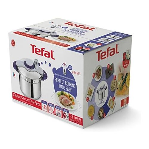 테팔 Marke: Tefal Tefal P4620733 Clipso Minut Perfect Schnellkochtopf mit Garbkorb und Timer (6L) edelstahl/weiss/rot