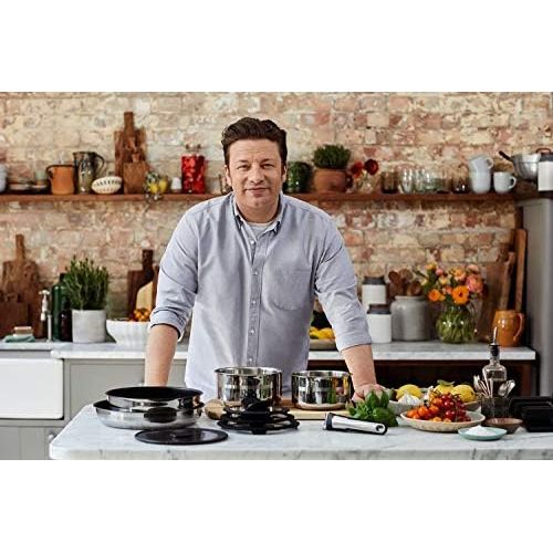 테팔 Tefal L95693 Ingenio Jamie Oliver Topfset, 3-teilig, Topf mit Ø 16 cm und Ø 18 cm, abnehmbarer Griff, kompatibel mit allen Herdarten, Edelstahl