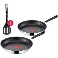 Tefal G435S1 Jamie Oliver Induktion Pfannenset 3-teilig 24 und 28 cm + Pfannenwender, Optimale Hitzeverteilung und Gleitfahigkeit, Antihaft Pfanne, Induktionsherd geeignet, Geniete