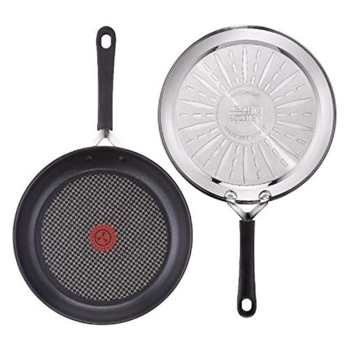 테팔 Tefal G435S2 Jamie Oliver Induktion Pfannenset 4-teilig 24 und 28 cm + Jamie Oliver Glasdeckel 28cm und Ingenio Pfannenwender, Antihaft Pfanne, Induktionsherd geeignet, Genieteter