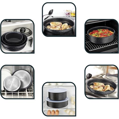 테팔 Tefal l6719112 ST Ingenio Authentic non-stick Induktion Pfannen-Set, 1 Griff,Aluminium, schwarz 23,7x23,7 cm, 28x28 cm