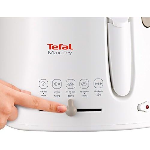 테팔 Tefal Maxi Fry FF1000 Fritteuse (1900 Watt, regelbare Temperatur, warmeisoliert, 1 kg Fassungsvermoegen) weiss