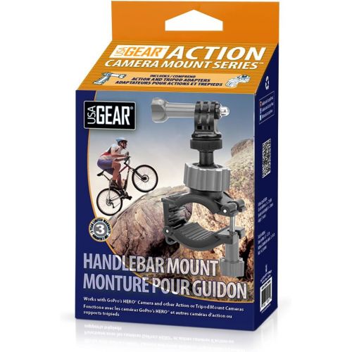  Marke: USA Gear USA Gear Action Kamera Halterung fuer Lenker und Stangen von ATVs, Motocross Bikes, Fahrradern, BMX Radern oder Booten mit Stativschraube mit 360 Grad drehendem Hals und Action Styl