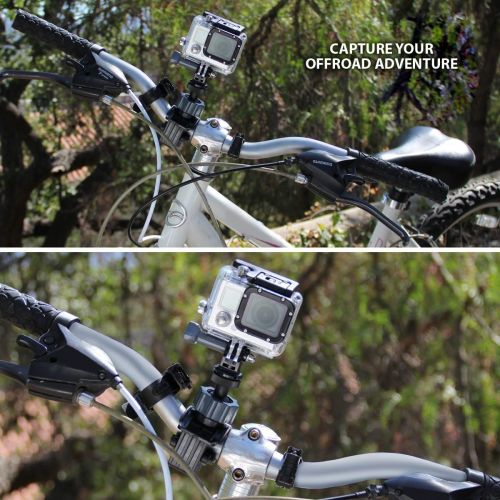  Marke: USA Gear USA Gear Action Kamera Halterung fuer Lenker und Stangen von ATVs, Motocross Bikes, Fahrradern, BMX Radern oder Booten mit Stativschraube mit 360 Grad drehendem Hals und Action Styl