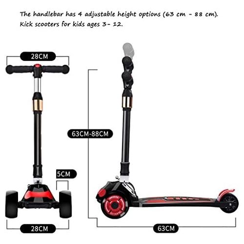  Marke: WYQ WYQ Faltbares Kinder Roller Board, Verstellbarer Lenker, Tretroller fuer Kinder im Alter von 3-12 Jahren (Farbe : Purple)