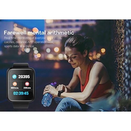  Marke: Wuer Fitness-Tracker und Herzfrequenz-Monitor, Blutdruck, wasserdicht, Smartwatch fuer Herren, Sport, Laufen, Kalorienzahler fuer iOS- und Android-Smartphones