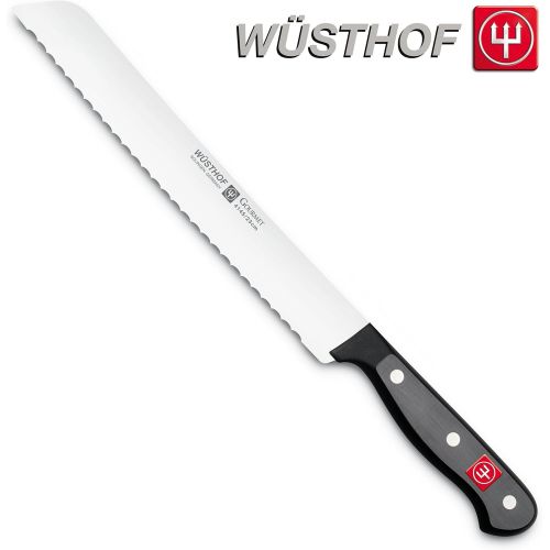  Marke: Wuesthof / PRYMO.de Wuesthof Gourmet 4145 Brotmesser 23 cm mit Wellenschliff schwarz inkl. PRYMO.de Klingenschutz