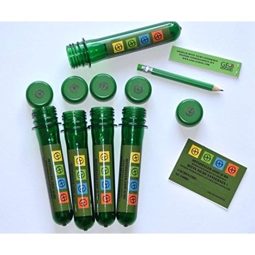  Marke: geo-versand 5 x Petling - Logbuch - Stift komplett Set Paket Geocaching Cache Versteck - 13 cm gruen