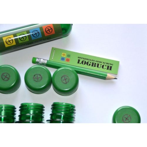  Marke: geo-versand 5 x Petling - Logbuch - Stift komplett Set Paket Geocaching Cache Versteck - 13 cm gruen