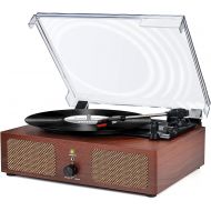 Markirt Vinyl Record Player with Stereo Speakers Wireless Vintage Turntable for Vinyl Records USB Portable 3-Speed Belt-Driven LP Phonograph Player, Back to Nostalgic Life