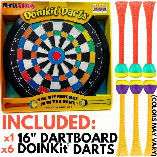  Marky Sparky Doinkit Darts Kid-Safe Indoor Magnetic Dart Board - Easy to Hang, Fun to Play, No Holes in Walls, Includes Board and 6 Unique Magnetic Darts