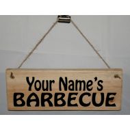 /Marlinbeads Personalised Your Name BARBECUE BBQ Funky Style Print Wood Sign Outdoor Garden Gardening Rescued Reclaimed Upcycled Rustic Patio Chef Grill