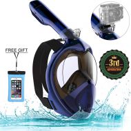 Marlrin Full Face Snorkel Mask, Snorkeling Mask for Adults and Kids with Detachable Camera Mount, 180 Degree Large View Free Breath Dry Top Set Anti-Fog Anti-Leak