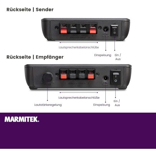  Audio transmitter for speakers, Marmitek Surround Anywhere 221, digital latency free transmission, wireless Surround speaker connection, connect two speakers wirelessly