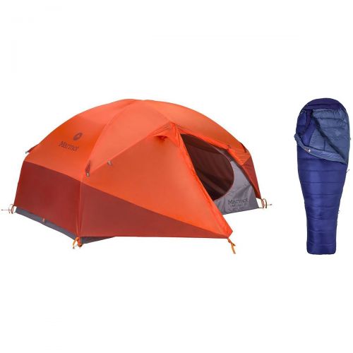 마모트 Marmot Limelight 2P Tent + Womens Ouray 0 Sleeping Bag Bundle