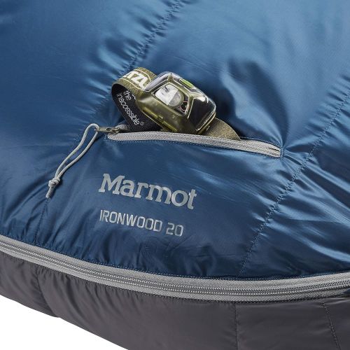 마모트 Marmot Ironwood 20 Mummy Lightweight Sleeping Bag, 20-Degree Rating, Denim/Steel Onyx