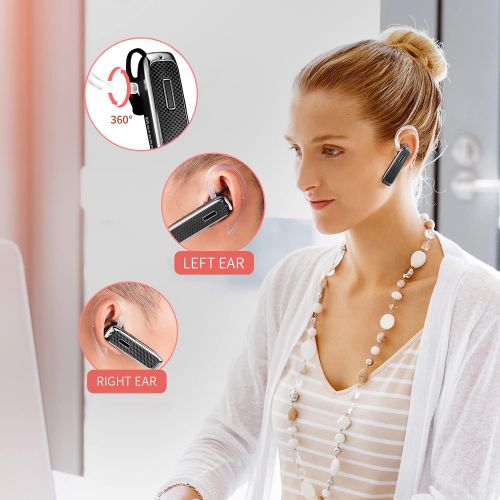  Bluetooth Headset, Marnana Wireless Bluetooth Earpiece with 18 Hours Playtime and Noise Cancelling Mic, Ultralight Earphone Hands-Free for iPhone iPad Tablet Samsung Android Cell P