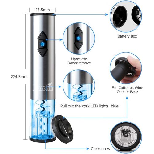  [아마존베스트]Marofin Electric Wine Opener ,Automatic Wine Bottle Corkscrew Opener Contain Foil Cutter, Wine Aerator Pourer and Stainless Steel Vacuum Stopper for Wine Lover 4-Piece Gift Set