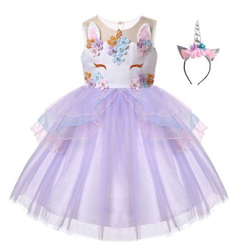  Marosoniy Baby Girls Unicorn Costume Dress Pageant Princess Party Dress Flower Evening Gowns Tutu Dress