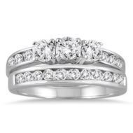 Marquee Jewels 10k White Gold 1 12ct TDW 3-stone Diamond Bridal Set by Marquee Jewels