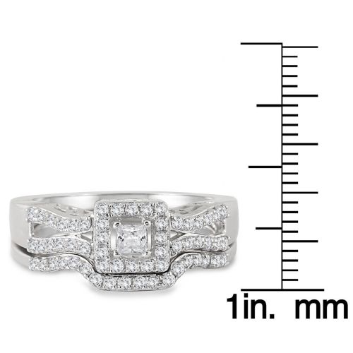  Marquee Jewels 10k White Gold 35ct TDW Diamond Halo Bridal Ring Set by Marquee Jewels