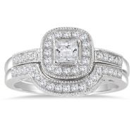 Marquee Jewels 10k White Gold 5/8ct TDW Diamond Halo Bridal Set by Marquee Jewels
