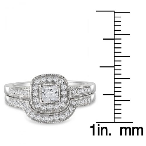  Marquee Jewels 10k White Gold 58ct TDW Diamond Halo Bridal Set by Marquee Jewels