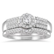 Marquee Jewels 10k White Gold 3/4ct TDW Diamond Halo Bridal Set by Marquee Jewels