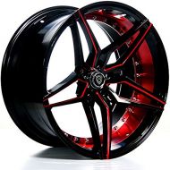 Marquee 20 Inch Rims (Black and Red) - FULL Set of 4 Wheels - Made for MAX Performance - Racing Wheels for Challenger, Mustang, Camaro, BMW and More! Rines Para Carros - (20x9”) - MQ 3259