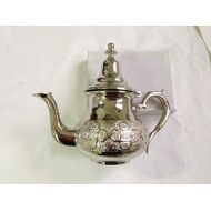 Marrackech Decor Moroccan 4 Cups Tea Pot Handmade Serving Small Brass Silver Plated Teapot Hand Carved In Fes Morocco